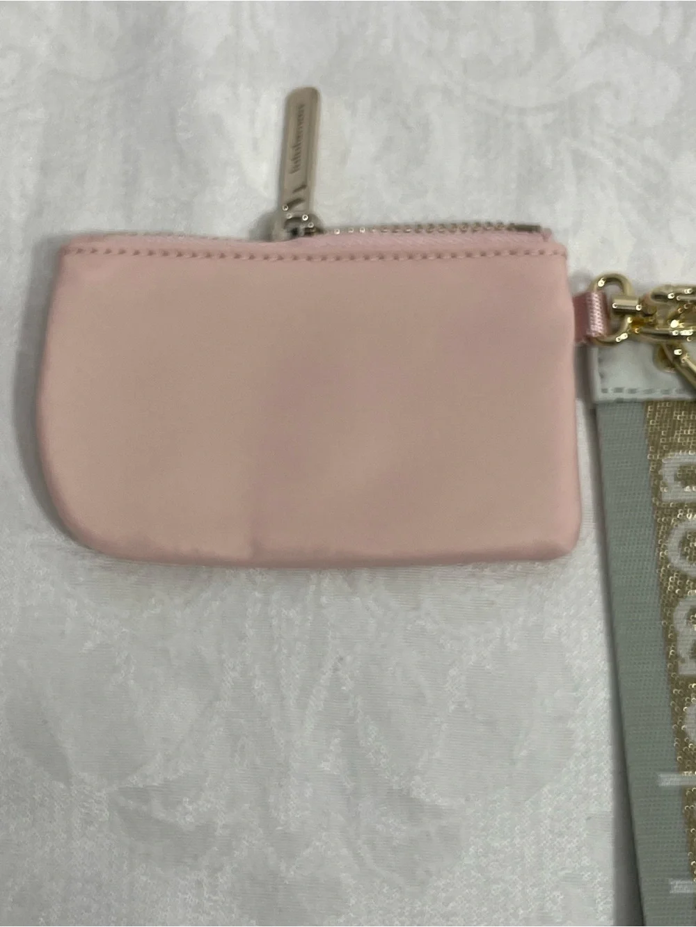 Lululemon NWT Dual Pouch Wristlet in Pink and Light Gray